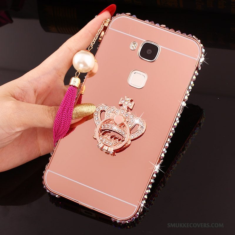 Etui Huawei G7 Plus Strass Ramme Hård, Cover Huawei G7 Plus Metal Sølv Telefon