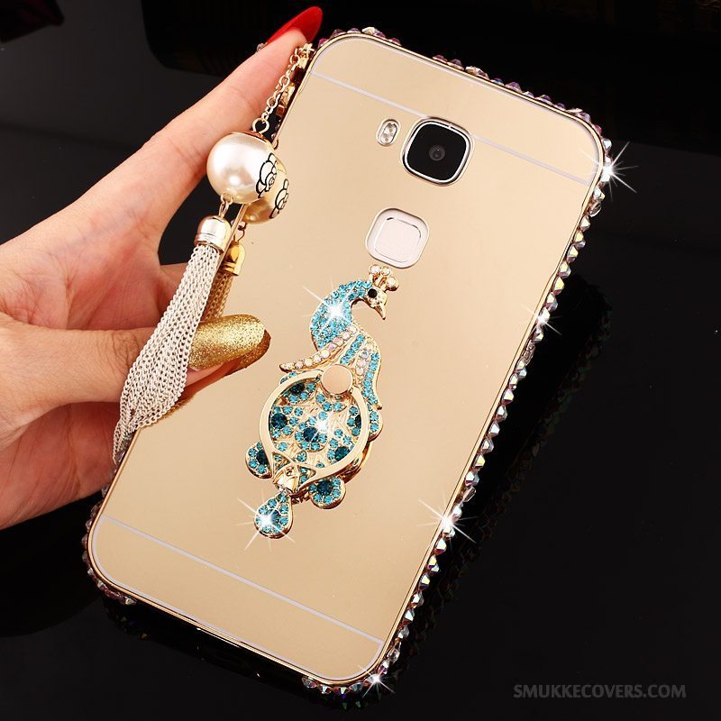 Etui Huawei G7 Plus Strass Ramme Hård, Cover Huawei G7 Plus Metal Sølv Telefon