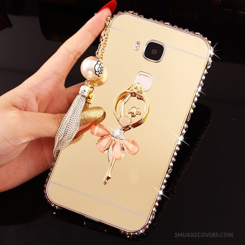 Etui Huawei G7 Plus Strass Ramme Hård, Cover Huawei G7 Plus Metal Sølv Telefon