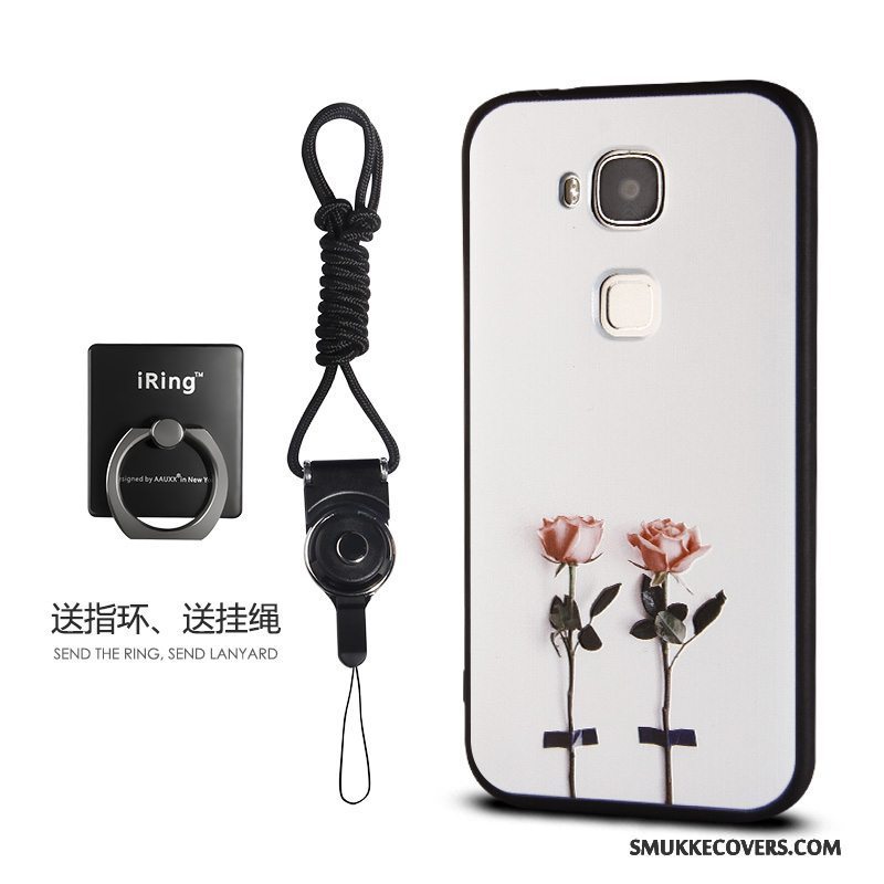 Etui Huawei G7 Plus Tasker Hvid Telefon, Cover Huawei G7 Plus Blomster Anti-fald