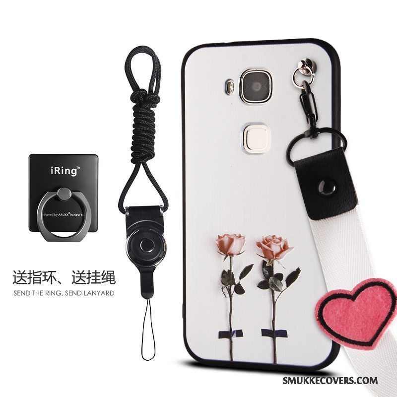 Etui Huawei G7 Plus Tasker Hvid Telefon, Cover Huawei G7 Plus Blomster Anti-fald