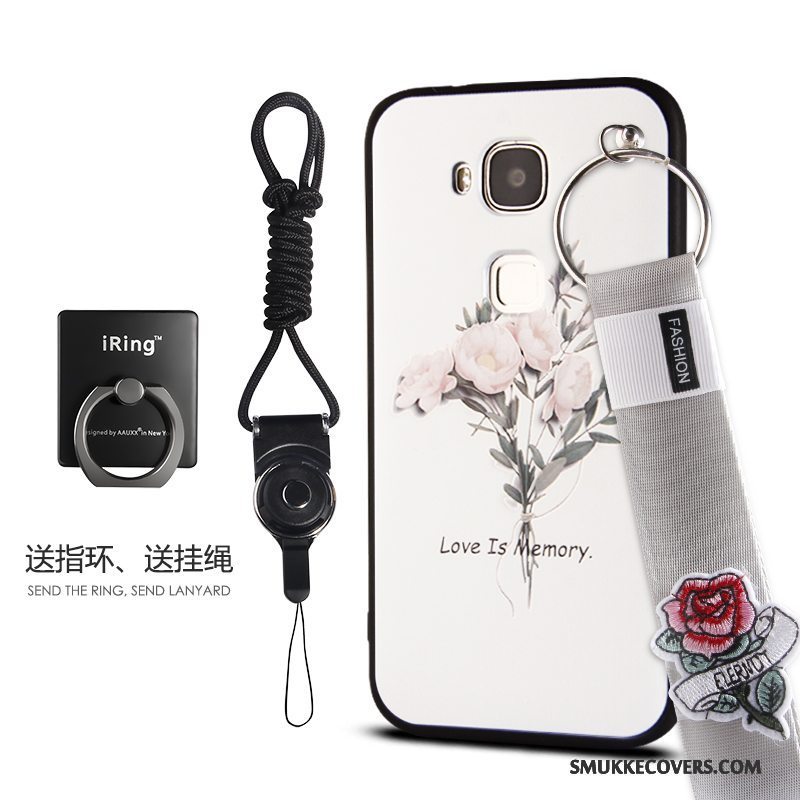 Etui Huawei G7 Plus Tasker Hvid Telefon, Cover Huawei G7 Plus Blomster Anti-fald