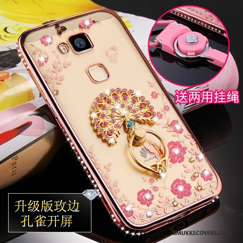 Etui Huawei G7 Plus Tasker Telefonlyserød, Cover Huawei G7 Plus Beskyttelse Ring