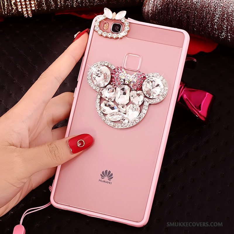 Etui Huawei G9 Lite Strass Lyserød Hængende Hals, Cover Huawei G9 Lite Blød Telefonungdom