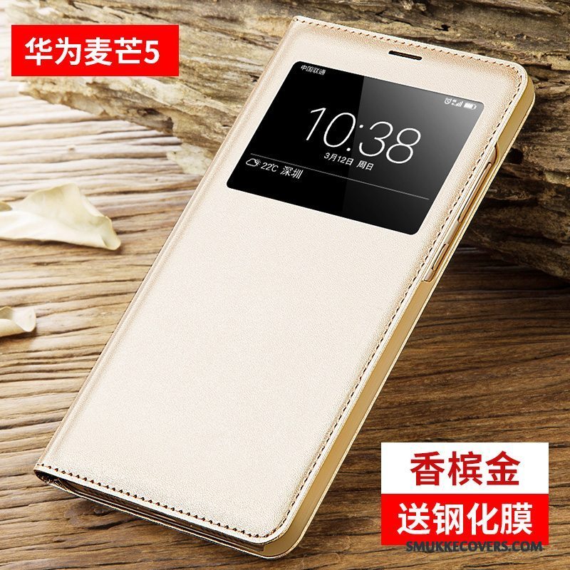 Etui Huawei G9 Plus Folio Telefonanti-fald, Cover Huawei G9 Plus Tasker Guld