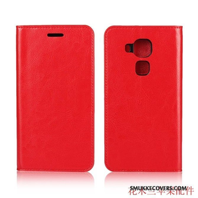 Etui Huawei G9 Plus Læder Anti-fald Telefon, Cover Huawei G9 Plus Folio Rød