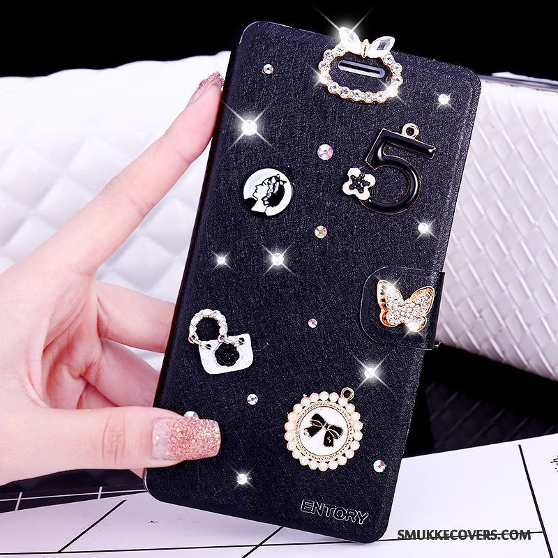 Etui Huawei G9 Plus Læder Anti-fald Telefon, Cover Huawei G9 Plus Strass Lyserød