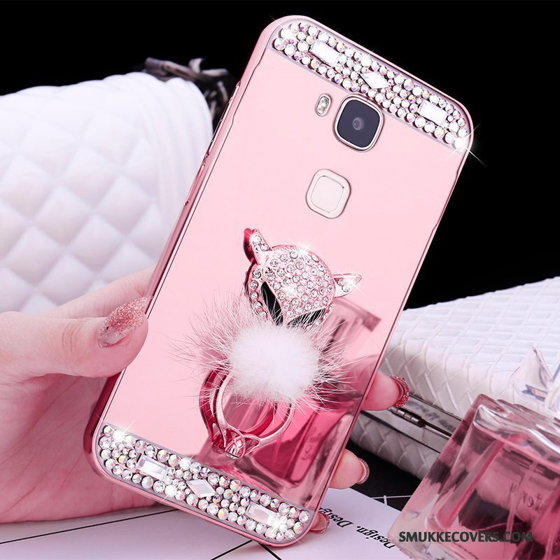 Etui Huawei G9 Plus Metal Rosa Guld Ramme, Cover Huawei G9 Plus