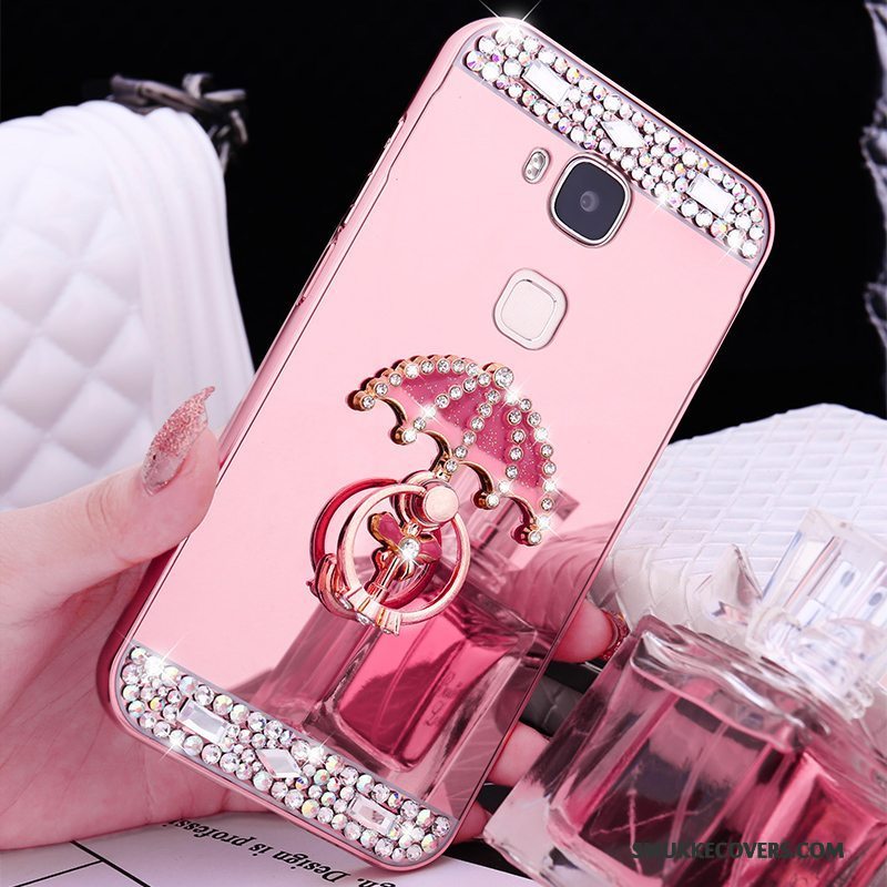 Etui Huawei G9 Plus Metal Rosa Guld Ramme, Cover Huawei G9 Plus