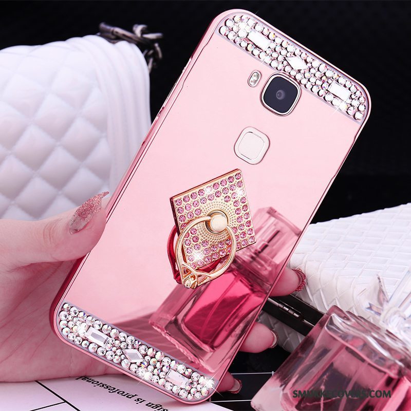 Etui Huawei G9 Plus Metal Rosa Guld Ramme, Cover Huawei G9 Plus