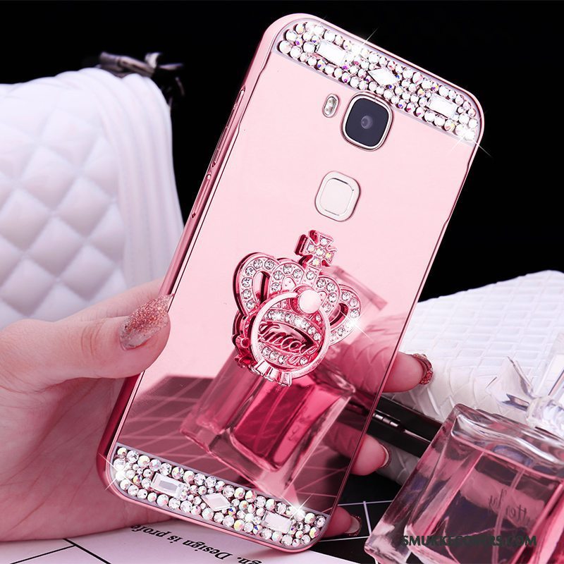 Etui Huawei G9 Plus Metal Rosa Guld Ramme, Cover Huawei G9 Plus