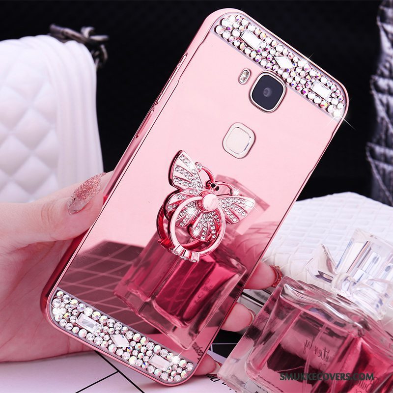 Etui Huawei G9 Plus Metal Rosa Guld Ramme, Cover Huawei G9 Plus