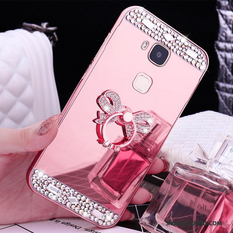 Etui Huawei G9 Plus Metal Rosa Guld Ramme, Cover Huawei G9 Plus