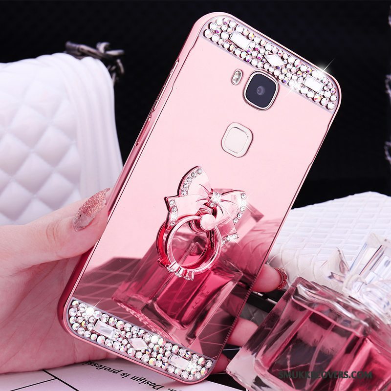 Etui Huawei G9 Plus Metal Rosa Guld Ramme, Cover Huawei G9 Plus