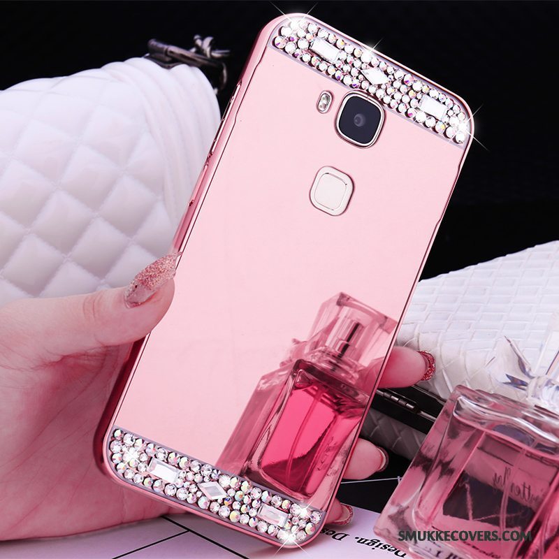 Etui Huawei G9 Plus Metal Rosa Guld Ramme, Cover Huawei G9 Plus