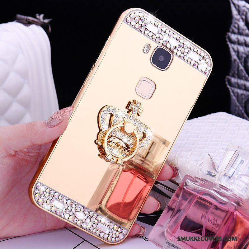 Etui Huawei G9 Plus Metal Rosa Guld Ramme, Cover Huawei G9 Plus