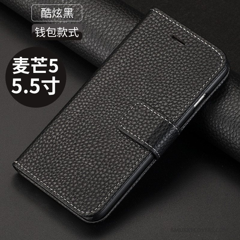 Etui Huawei G9 Plus Tasker Telefonanti-fald, Cover Huawei G9 Plus Læder Sort