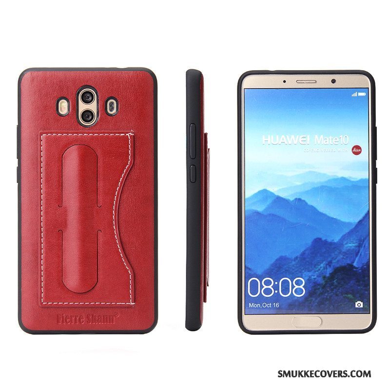 Etui Huawei Mate 10 Beskyttelse Mørkegrøn Simple, Cover Huawei Mate 10 Læder Kort Telefon