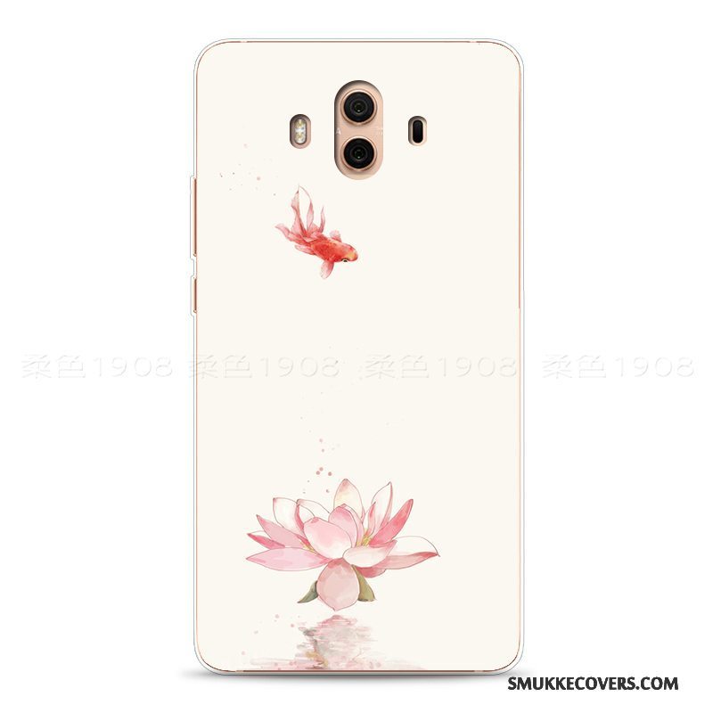 Etui Huawei Mate 10 Blød Kinesisk Stil Lyserød, Cover Huawei Mate 10 Vintage Blomster Telefon