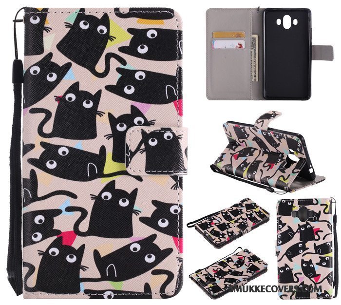 Etui Huawei Mate 10 Cartoon Rød Telefon, Cover Huawei Mate 10 Læder Anti-fald