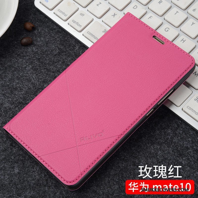 Etui Huawei Mate 10 Folio Telefonanti-fald, Cover Huawei Mate 10 Læder Sort Trend