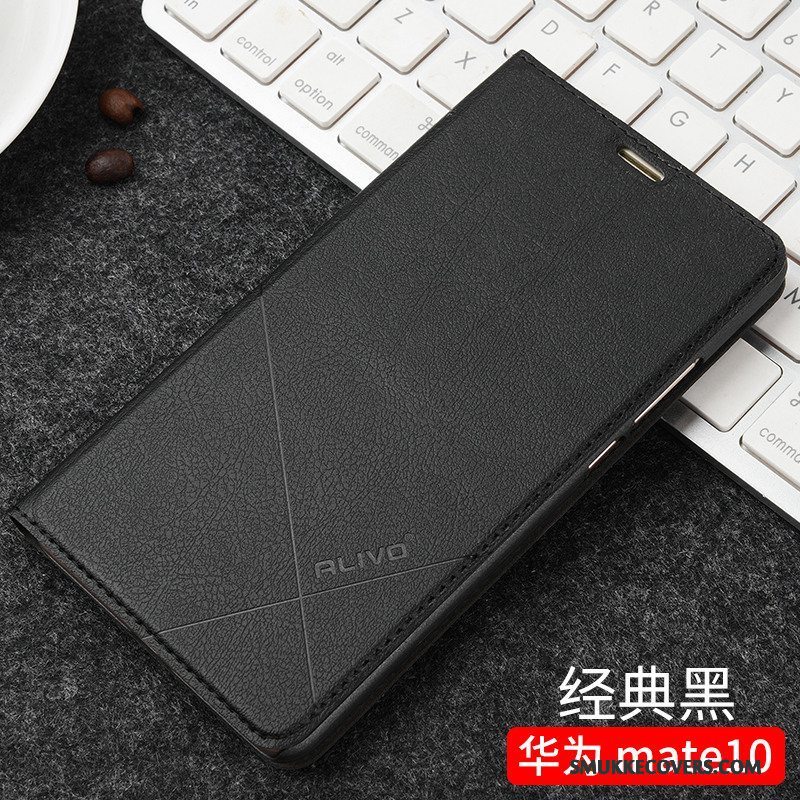 Etui Huawei Mate 10 Folio Telefonanti-fald, Cover Huawei Mate 10 Læder Sort Trend