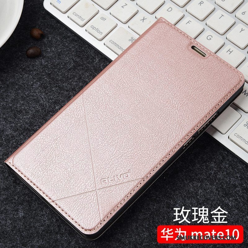 Etui Huawei Mate 10 Folio Telefonanti-fald, Cover Huawei Mate 10 Læder Sort Trend