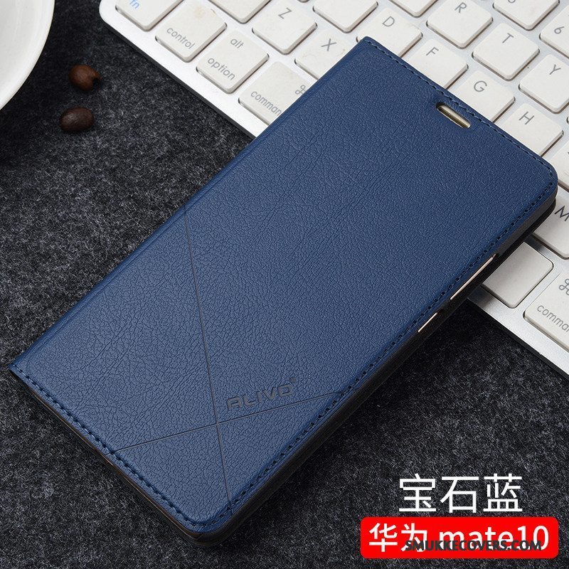 Etui Huawei Mate 10 Folio Telefonanti-fald, Cover Huawei Mate 10 Læder Sort Trend