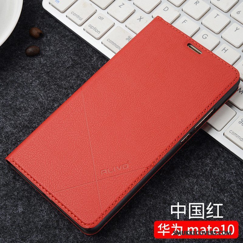 Etui Huawei Mate 10 Folio Telefonanti-fald, Cover Huawei Mate 10 Læder Sort Trend