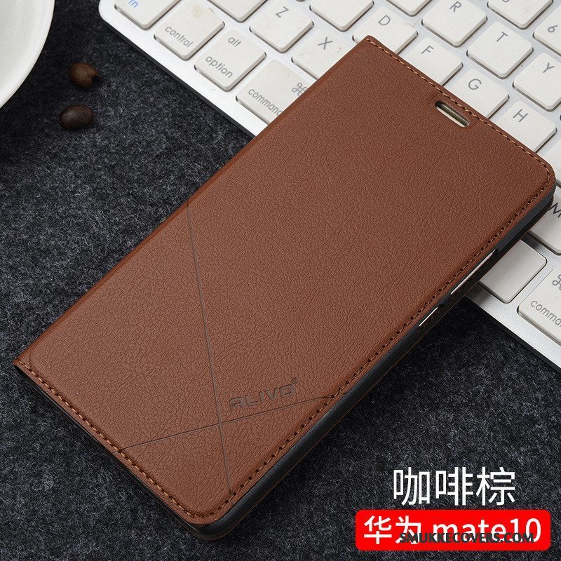 Etui Huawei Mate 10 Folio Telefonanti-fald, Cover Huawei Mate 10 Læder Sort Trend