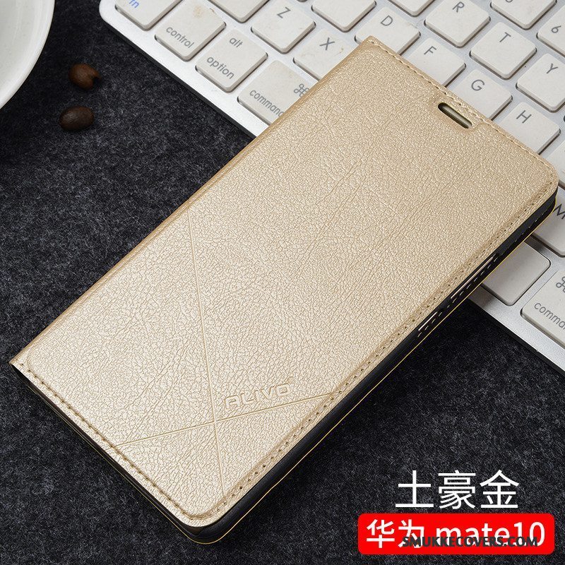 Etui Huawei Mate 10 Folio Telefonanti-fald, Cover Huawei Mate 10 Læder Sort Trend