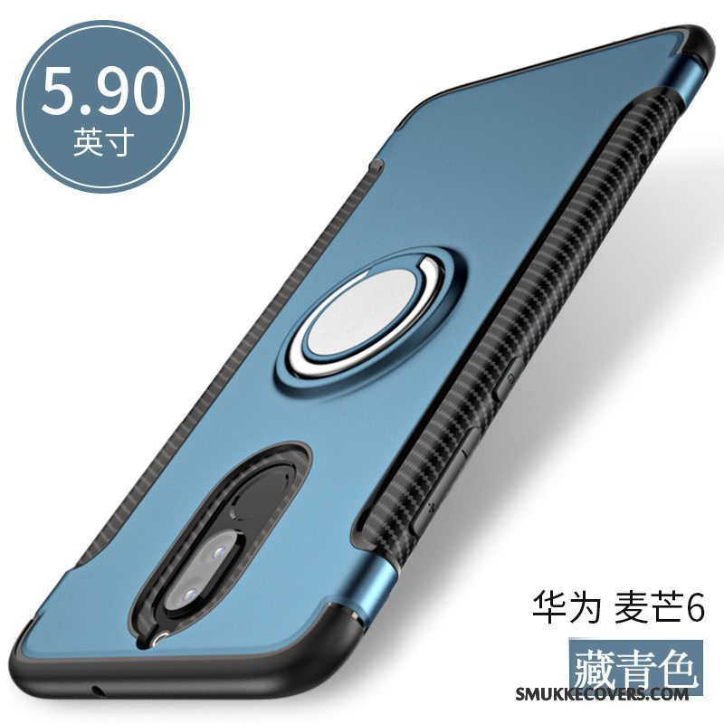 Etui Huawei Mate 10 Lite Beskyttelse Ring Anti-fald, Cover Huawei Mate 10 Lite Blød Mørkeblå Telefon