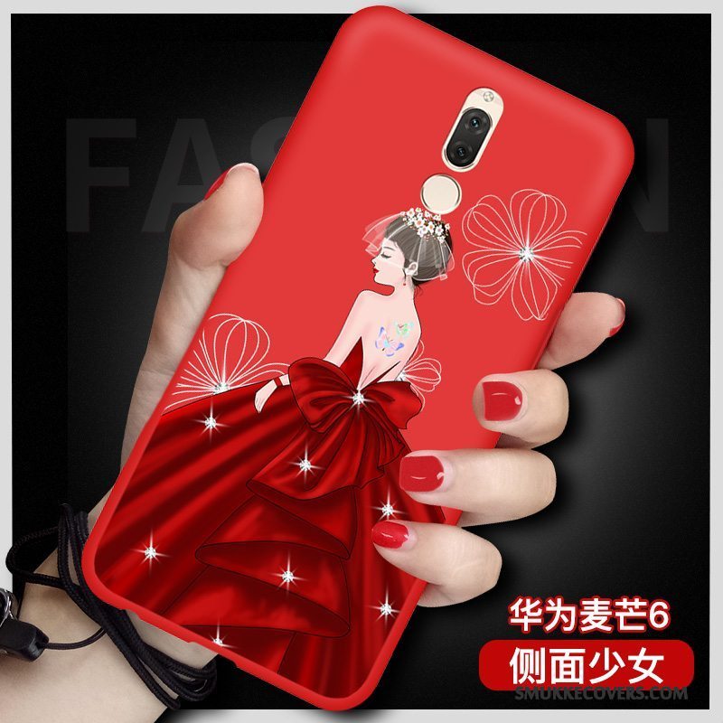 Etui Huawei Mate 10 Lite Beskyttelse Telefonhængende Ornamenter, Cover Huawei Mate 10 Lite Blød Rød