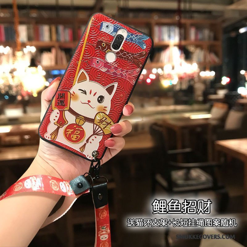 Etui Huawei Mate 10 Lite Cartoon Lange Telefon, Cover Huawei Mate 10 Lite Silikone Rød Korte