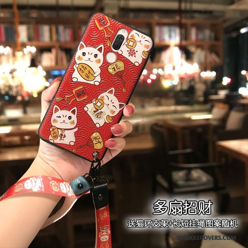 Etui Huawei Mate 10 Lite Cartoon Lange Telefon, Cover Huawei Mate 10 Lite Silikone Rød Korte