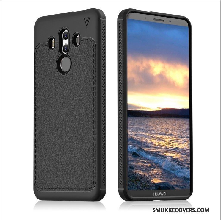 Etui Huawei Mate 10 Lite Silikone Telefonsort, Cover Huawei Mate 10 Lite Beskyttelse Anti-fald