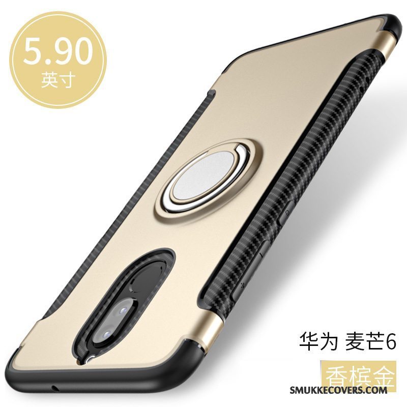 Etui Huawei Mate 10 Lite Support Anti-fald Guld, Cover Huawei Mate 10 Lite Blød Telefonring