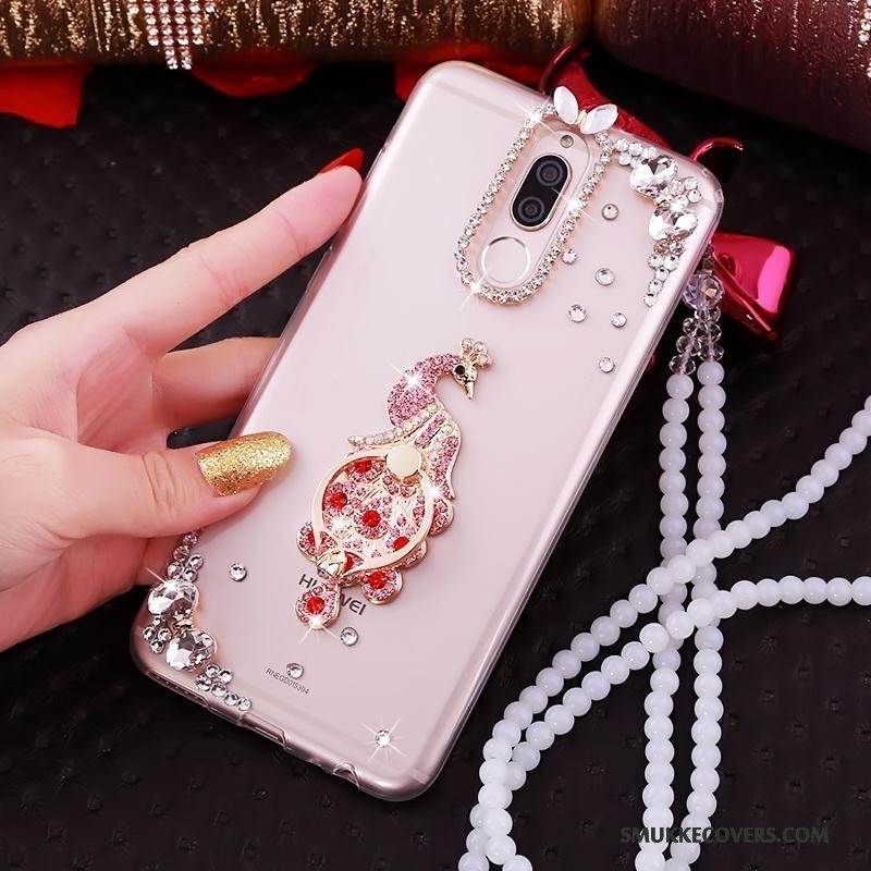 Etui Huawei Mate 10 Lite Support Gennemsigtig Telefon, Cover Huawei Mate 10 Lite Strass Ring Lyserød