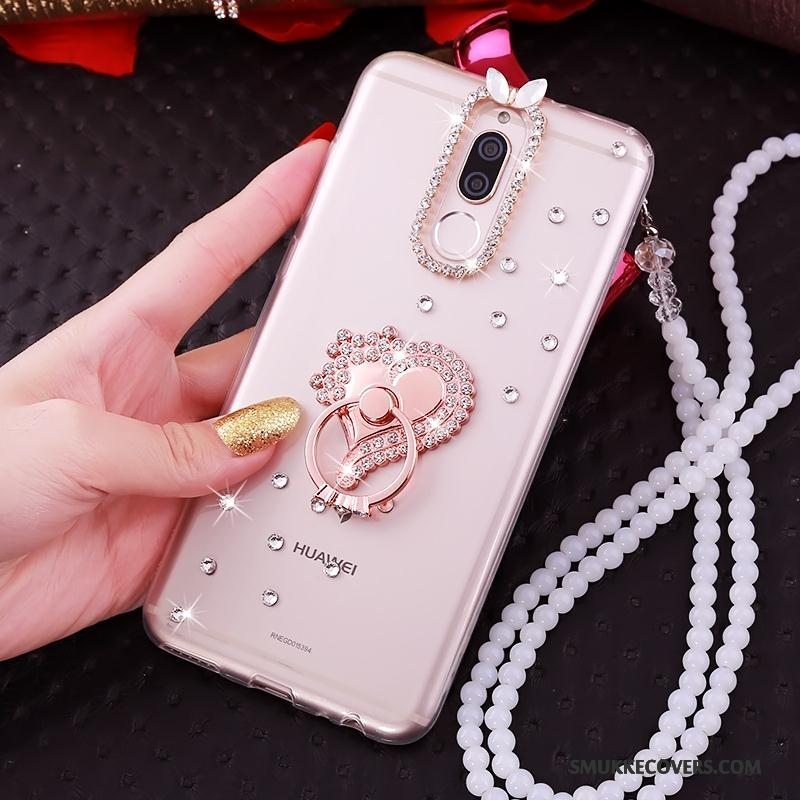 Etui Huawei Mate 10 Lite Support Gennemsigtig Telefon, Cover Huawei Mate 10 Lite Strass Ring Lyserød