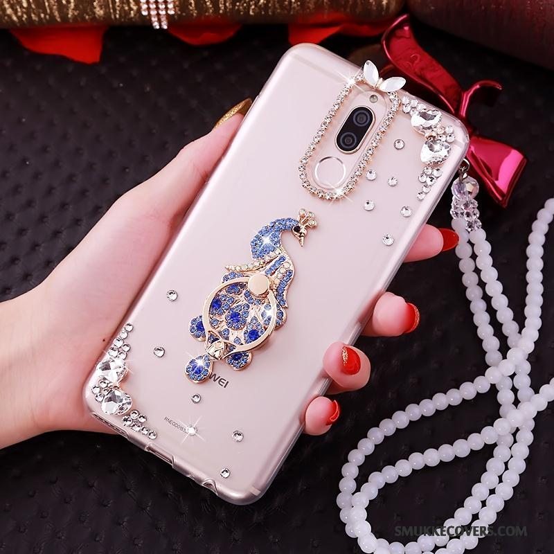 Etui Huawei Mate 10 Lite Support Gennemsigtig Telefon, Cover Huawei Mate 10 Lite Strass Ring Lyserød