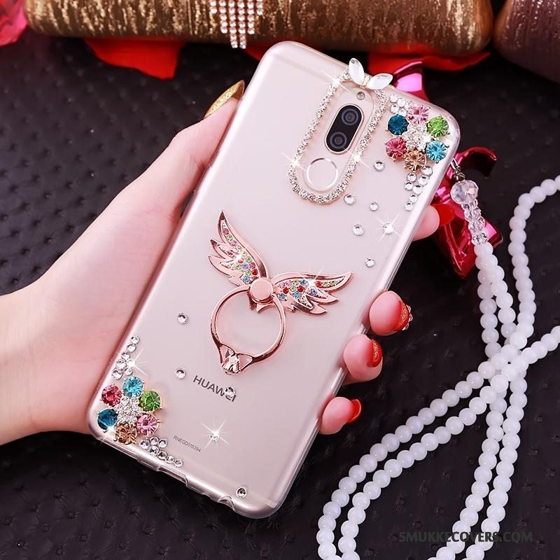 Etui Huawei Mate 10 Lite Support Gennemsigtig Telefon, Cover Huawei Mate 10 Lite Strass Ring Lyserød