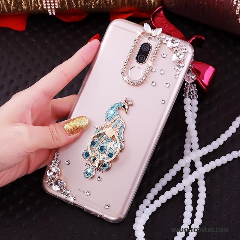 Etui Huawei Mate 10 Lite Support Gennemsigtig Telefon, Cover Huawei Mate 10 Lite Strass Ring Lyserød