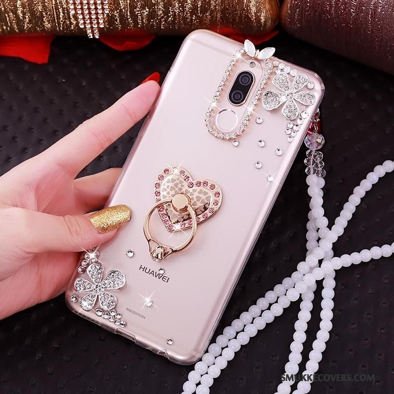 Etui Huawei Mate 10 Lite Support Gennemsigtig Telefon, Cover Huawei Mate 10 Lite Strass Ring Lyserød