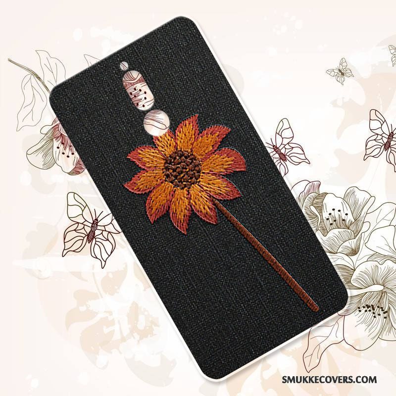 Etui Huawei Mate 10 Lite Tasker Anti-fald Sort, Cover Huawei Mate 10 Lite Blød Blomster Telefon