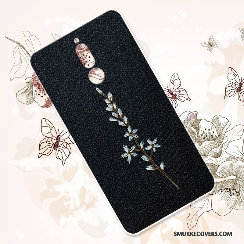 Etui Huawei Mate 10 Lite Tasker Anti-fald Sort, Cover Huawei Mate 10 Lite Blød Blomster Telefon