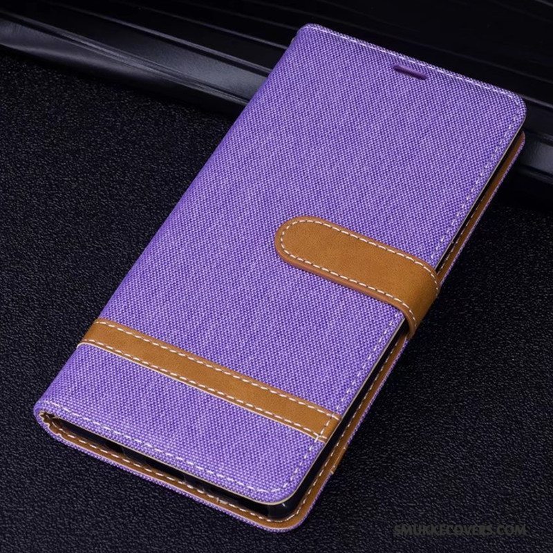 Etui Huawei Mate 10 Læder Denim Lilla, Cover Huawei Mate 10 Folio Telefon