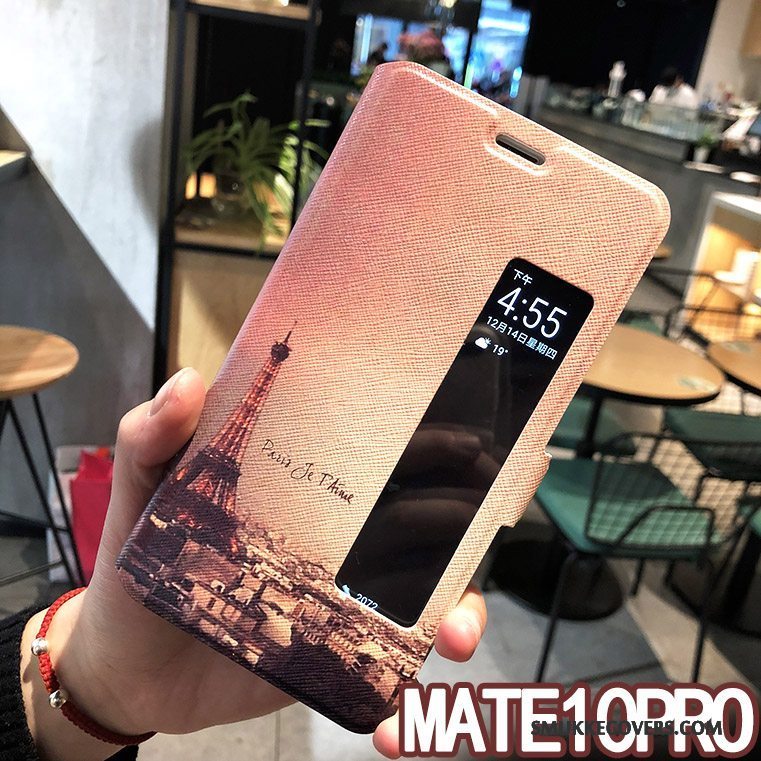 Etui Huawei Mate 10 Læder Trend Lyserød, Cover Huawei Mate 10 Kreativ Tilbehør Vækstdvale