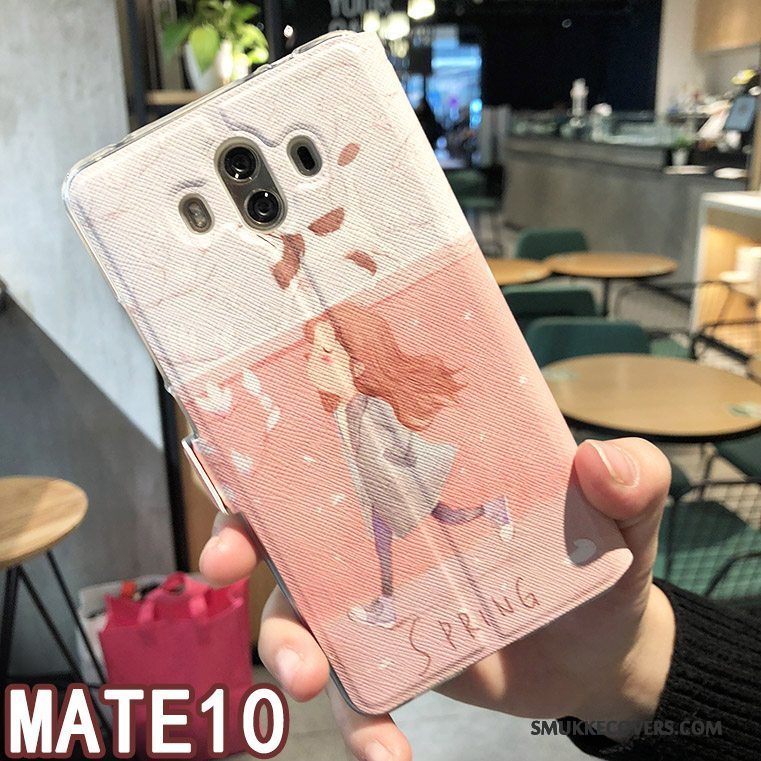 Etui Huawei Mate 10 Læder Trend Lyserød, Cover Huawei Mate 10 Kreativ Tilbehør Vækstdvale