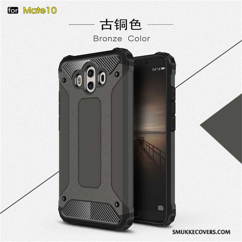 Etui Huawei Mate 10 Metal Anti-fald Tre Forsvar, Cover Huawei Mate 10 Silikone Glans Telefon