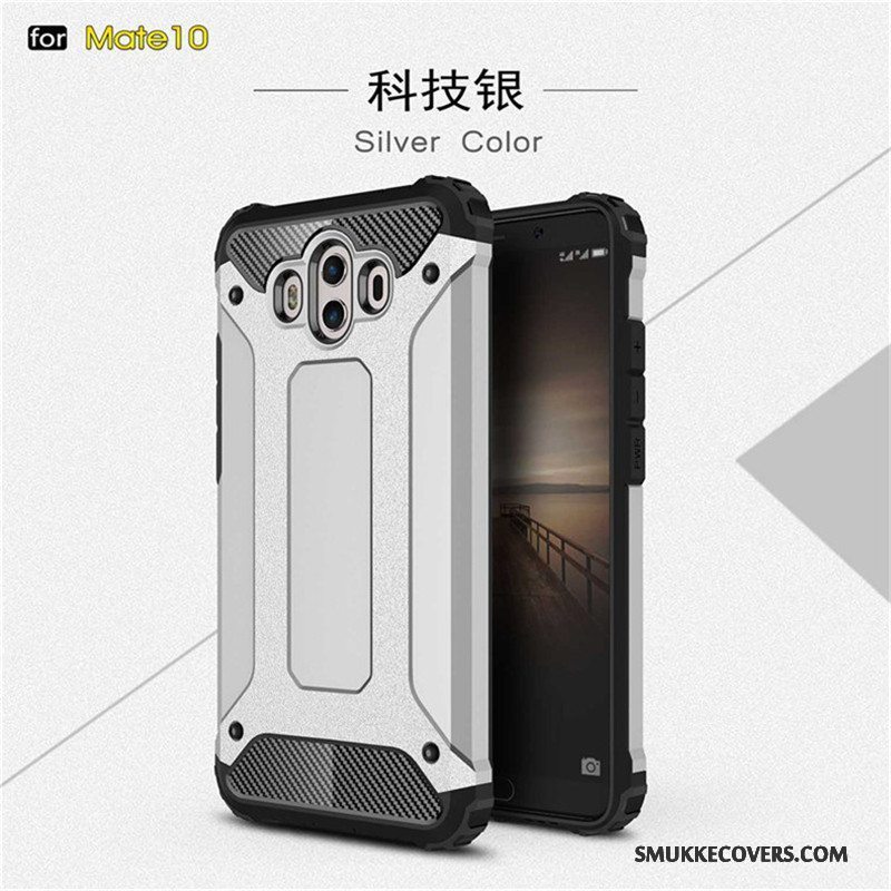 Etui Huawei Mate 10 Metal Anti-fald Tre Forsvar, Cover Huawei Mate 10 Silikone Glans Telefon